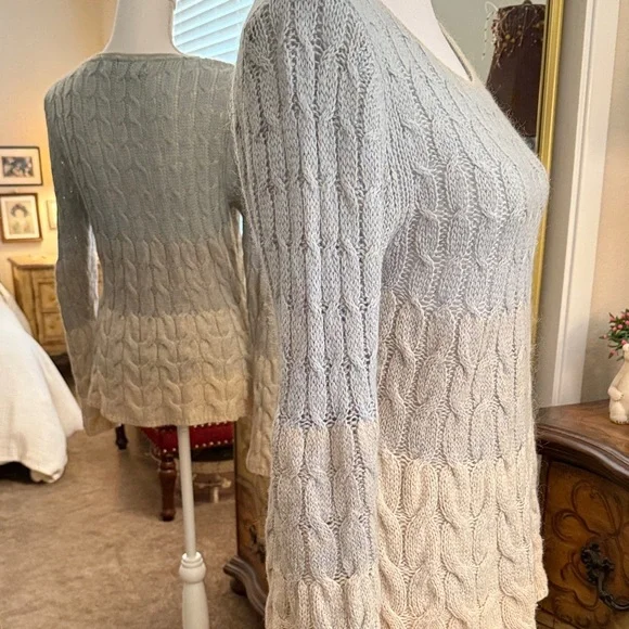 Sparrow Women's Cable Knit Sweater - Blue and Cream - Picture 4 of 13